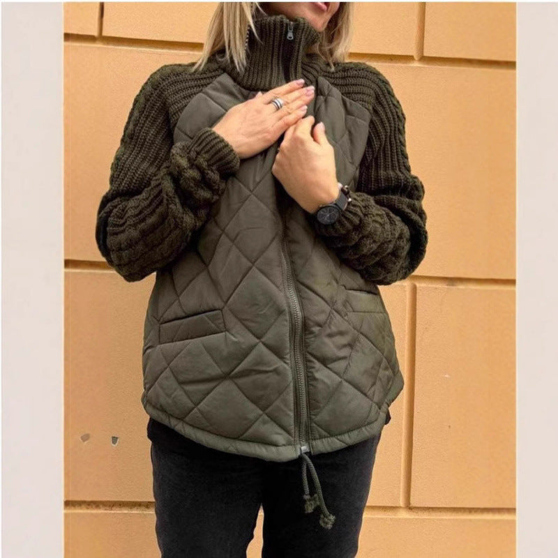 Ladies quilted jacket with wool details Lune London