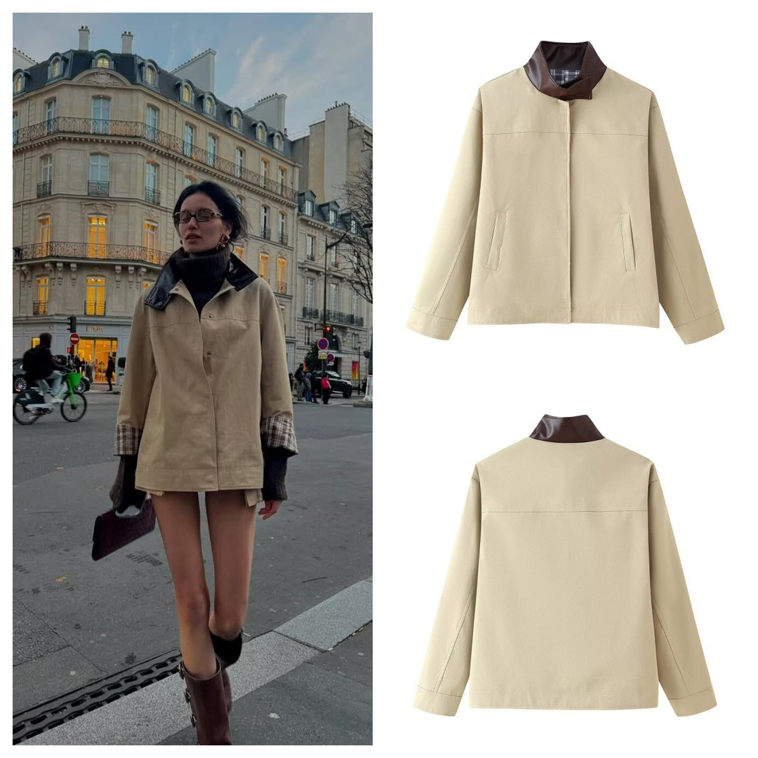 Elegant women's transition jacket with high collar Lune London