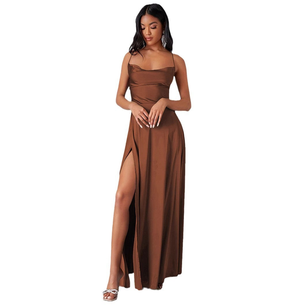 Ladies Elegant Evening Dress with Off-Shoulder Design and High Slit Lune London