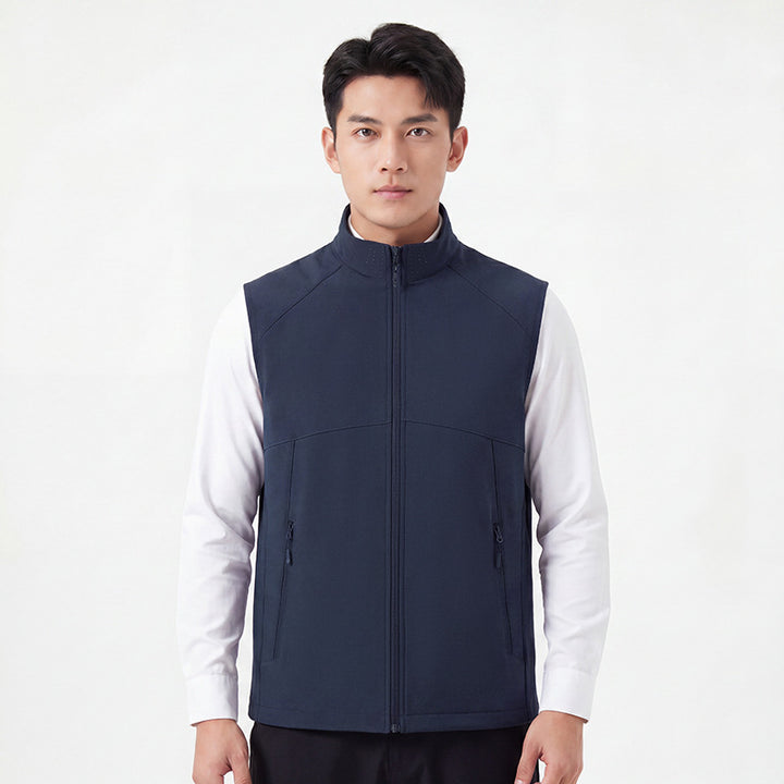 Men's softshell vest with stand-up collar, windproof performance softshell and structured inner side Amarae