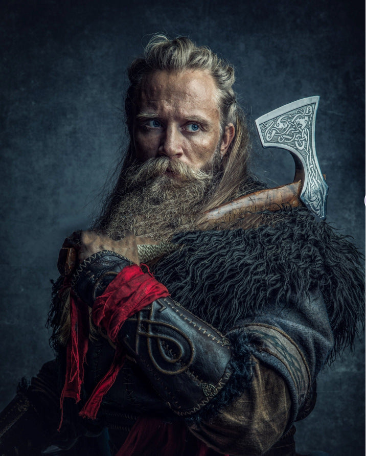 Men's historically inspired faux fur shoulder cape with leather straps Amarae