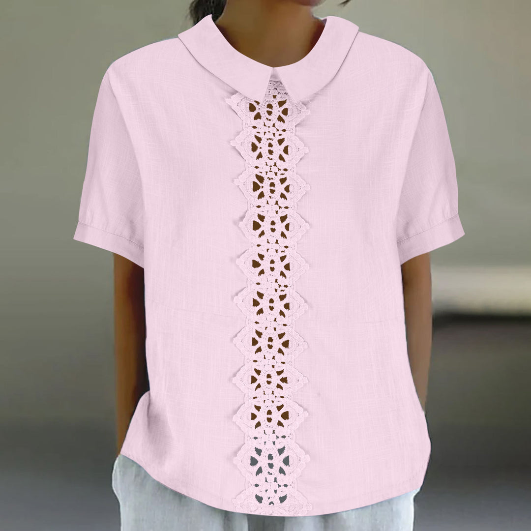 Short sleeve blouse for women with lace insert Lune London