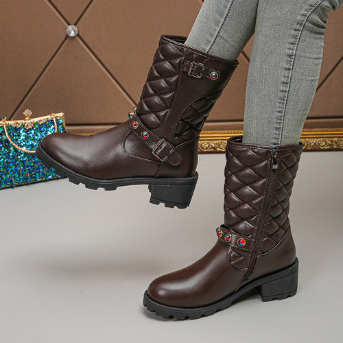 Fashion boots for women with decorative jewelry details and a robust profile Amarae