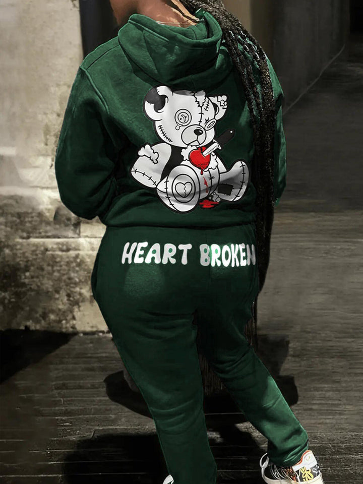 Hooded set for women with innovative bear pattern Lune London