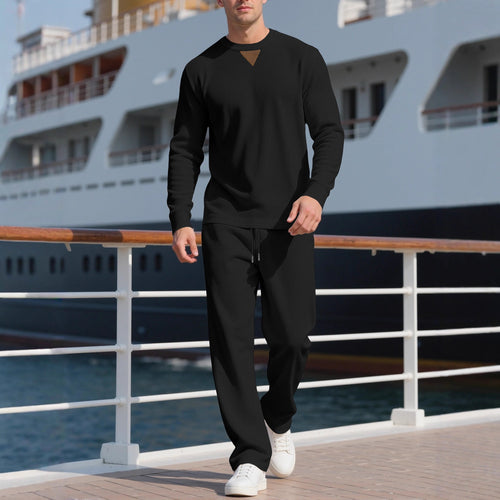 Men's long sleeve casual set with textured fabric and stylish accents Amarae