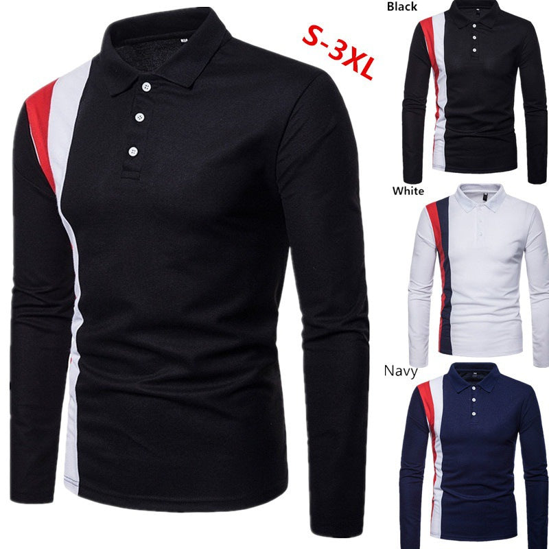 Long Sleeve Polo Shirt for Men with a Modern Color Block Design and a Comfortable Fit Lune London