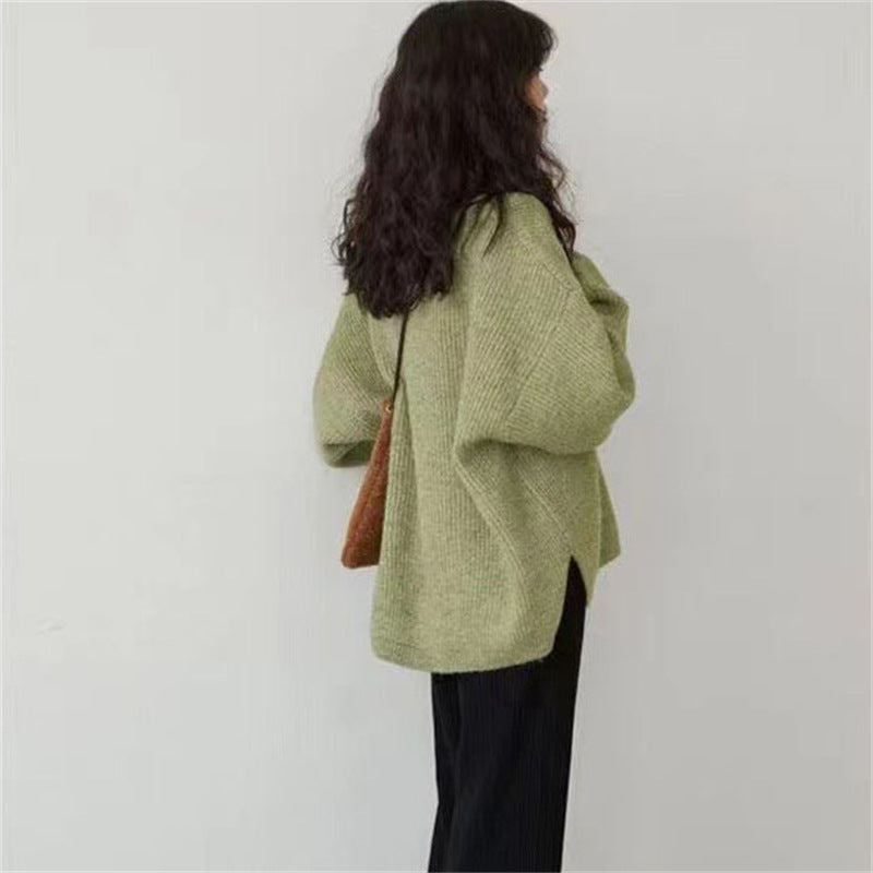Pull en tricot épais à col V pour femme Chic & Stil