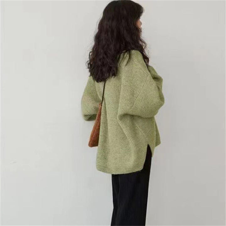 Pull en tricot épais à col V pour femme Chic & Stil