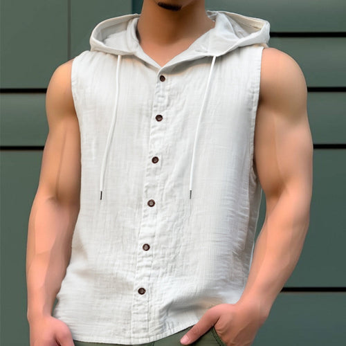 Men's tank top with hood in lightweight fabric Amarae