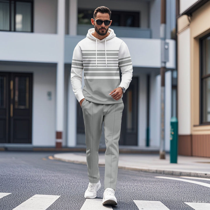 Men Sportiver Hoodie with textured design and trendy stripes Lune London
