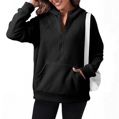 Fleece hooded sweatshirt for women with practical kangaroo pocket Amarae