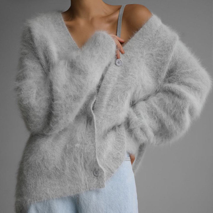Ladies Oversized Plush Cardigan Lune London