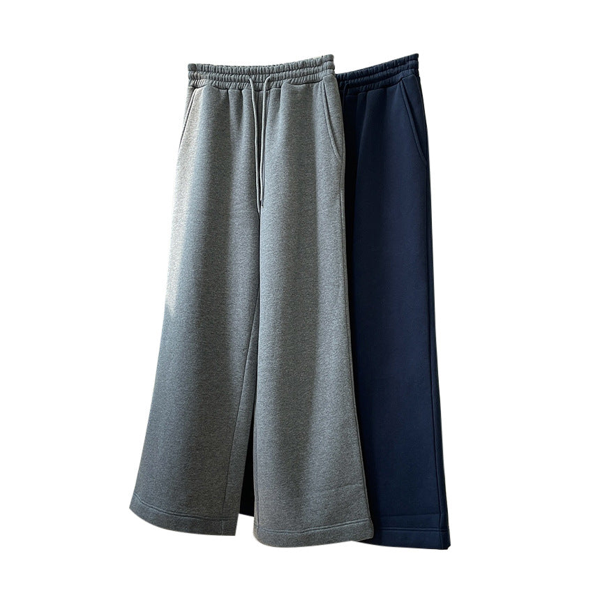 Women's Extra Wide Palazzo Sweatpants Made of Cotton Fleece with Drawstring and Side Pockets Amarae