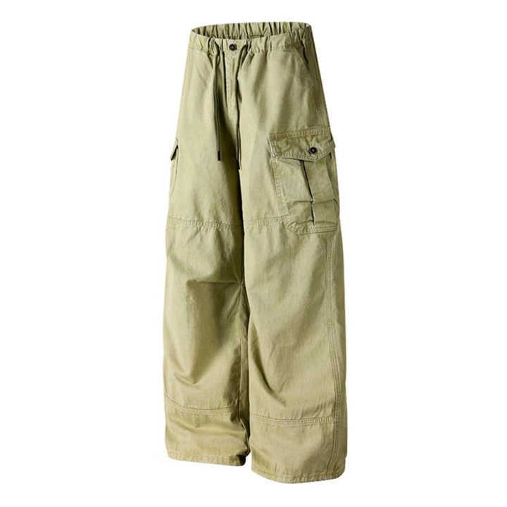 Women's Wide Cargo Palazzo Pants with Drawstring Waist and Multiple Pockets Amarae