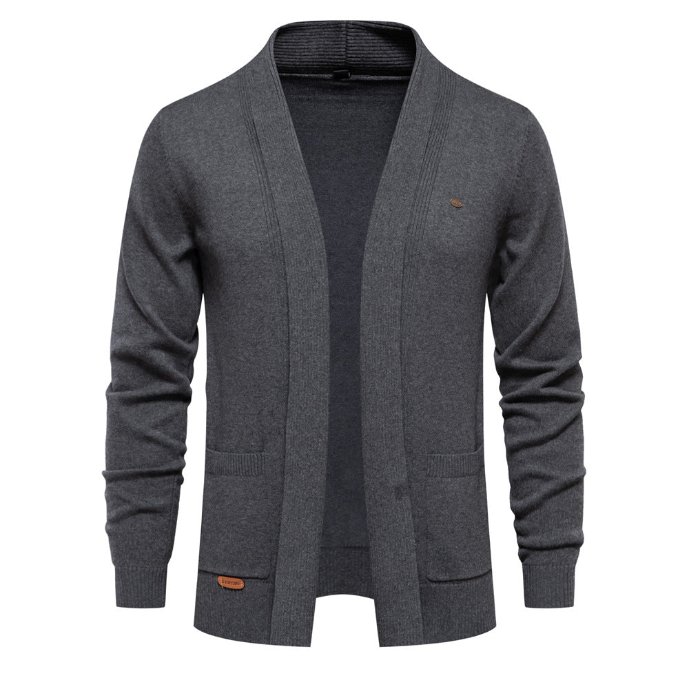 Pleasant knit jacket for men with open collar and practical pockets Lune London