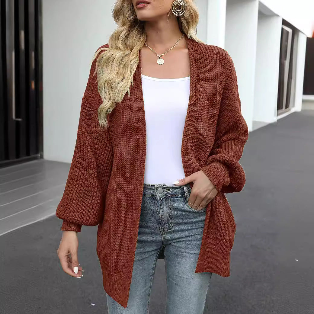 Cardigan en tricot épais pour femmes avec une coupe décontractée et des épaules tombantes Chic & Stil