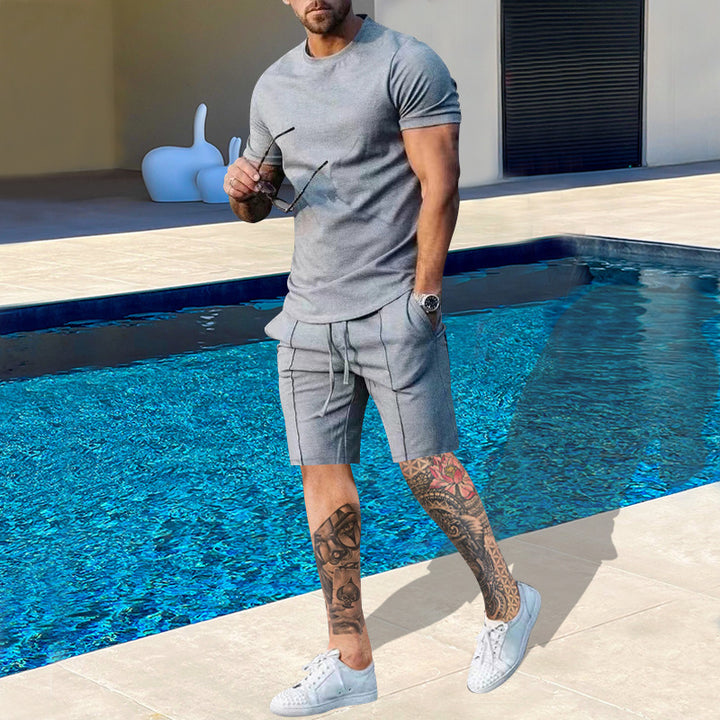 Men Short Sleeve Sports Set in Breathable Material with Elastic Waist and Side Pockets Lune London