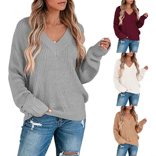 Fine knit pullover for women with V-neck and relaxed fit Amarae