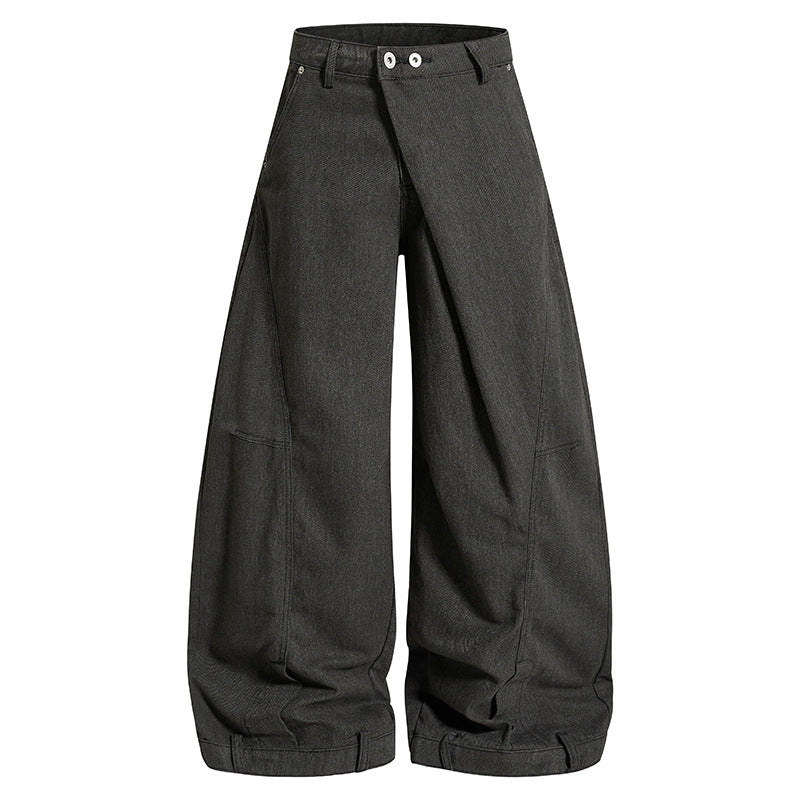 Women's Wide High-Waist Culotte Cargo Balloon Pants with Draping and Adjustable Hem Amarae