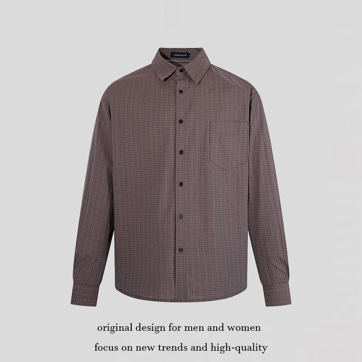 Men's long sleeve shirt in fine Glencheck with chest pocket and straight cut Amarae
