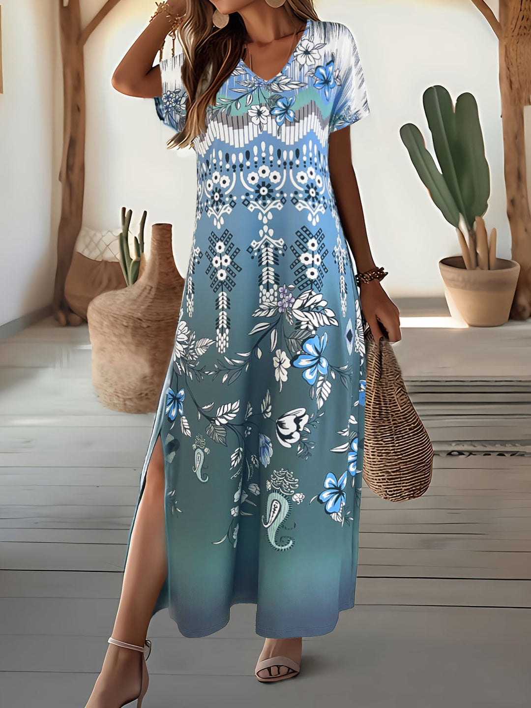 Ladies Elegant floral pattern Maxi dress Lune London