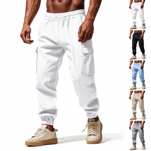 Men's Casual Cargo Pants with Elastic Waist and Practical Side Pockets Amarae