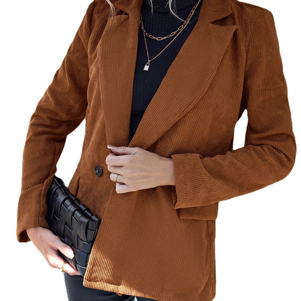 Corduroy jacket for women with double-breasted design and practical side pockets Lune London