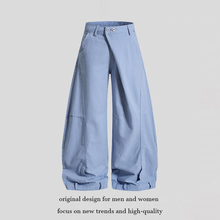 Women's Wide High-Waist Culotte Cargo Balloon Pants with Draping and Adjustable Hem Amarae