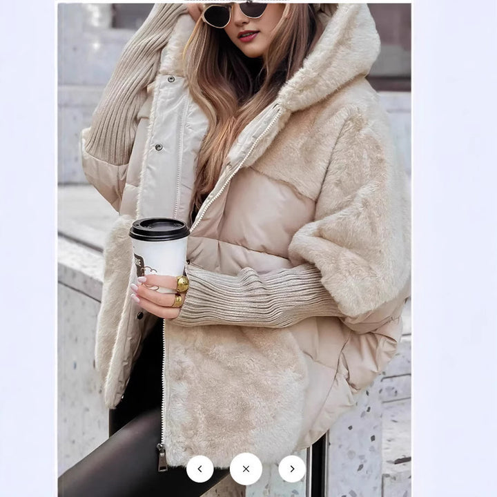 Ladies Cozy Quilted Jacket with Removable Hood and Warm Fleece Insert Lune London