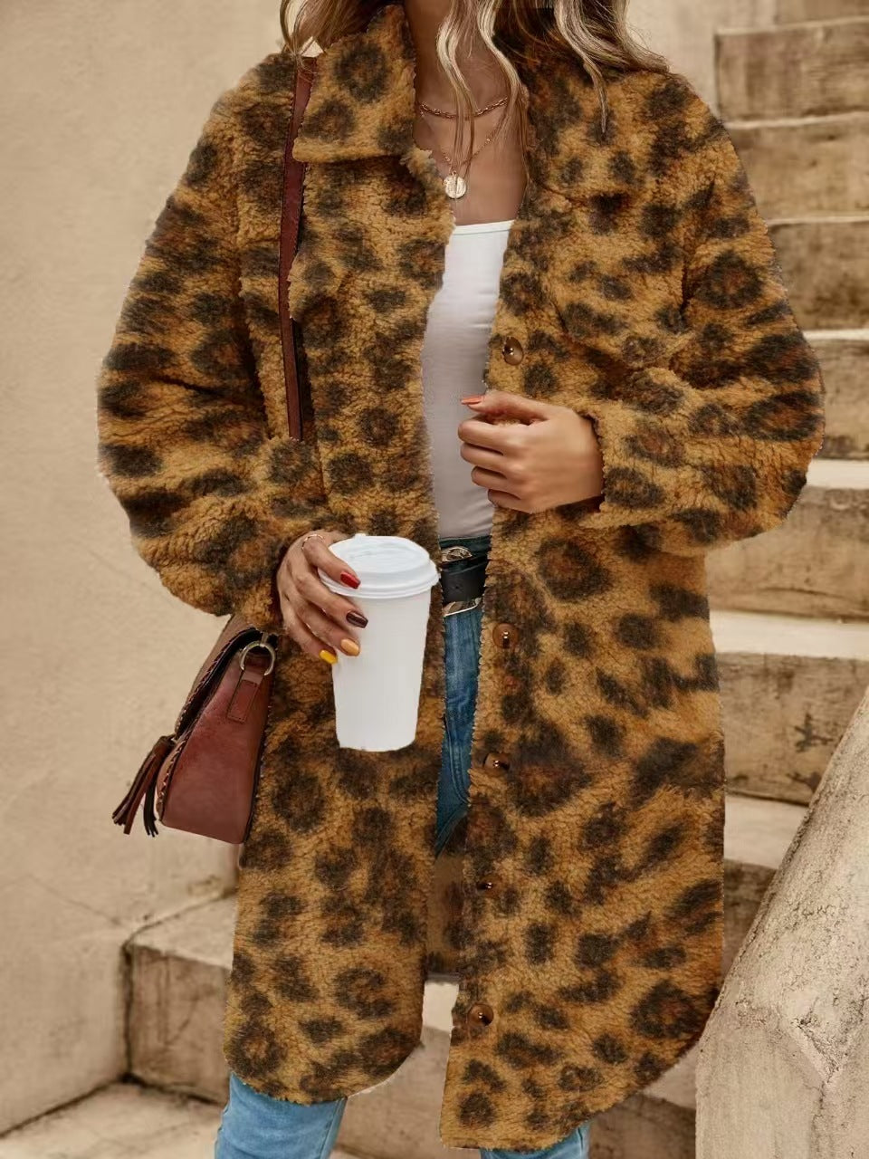 Amarae | Coat - Over Size - Soft Sherpa - Button Closure - Chest Pockets