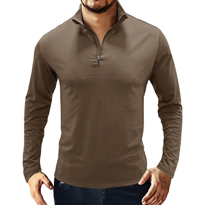 Functional T-shirt for men with high collar and half-zip Lune London