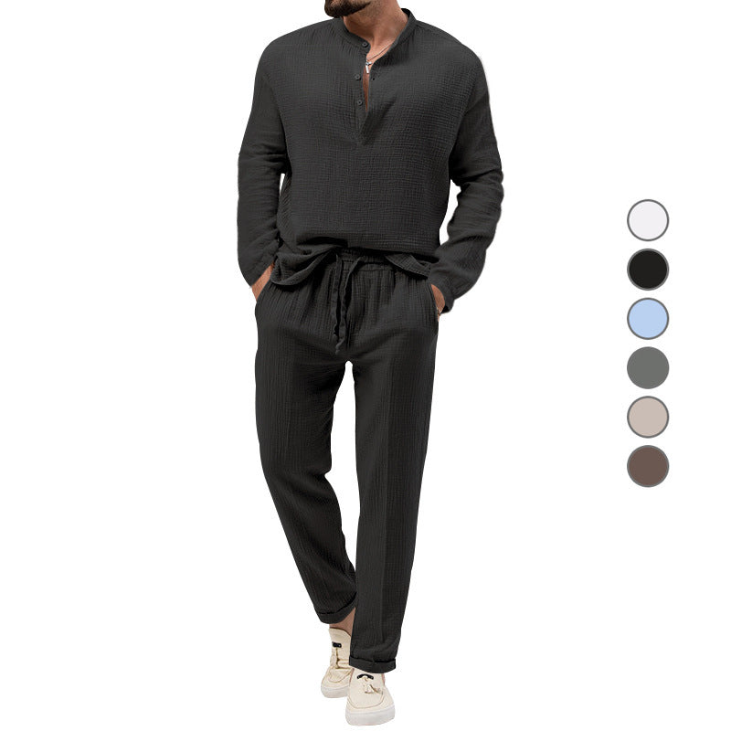Casual men's set with button placket and elastic waist Lune London