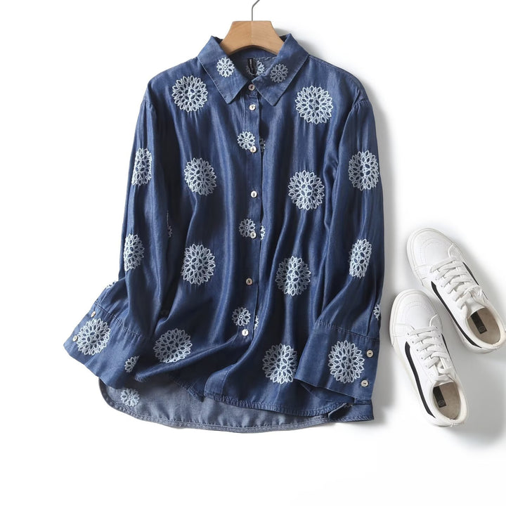Lune London Embroidered Floral Design Blouse for Women
