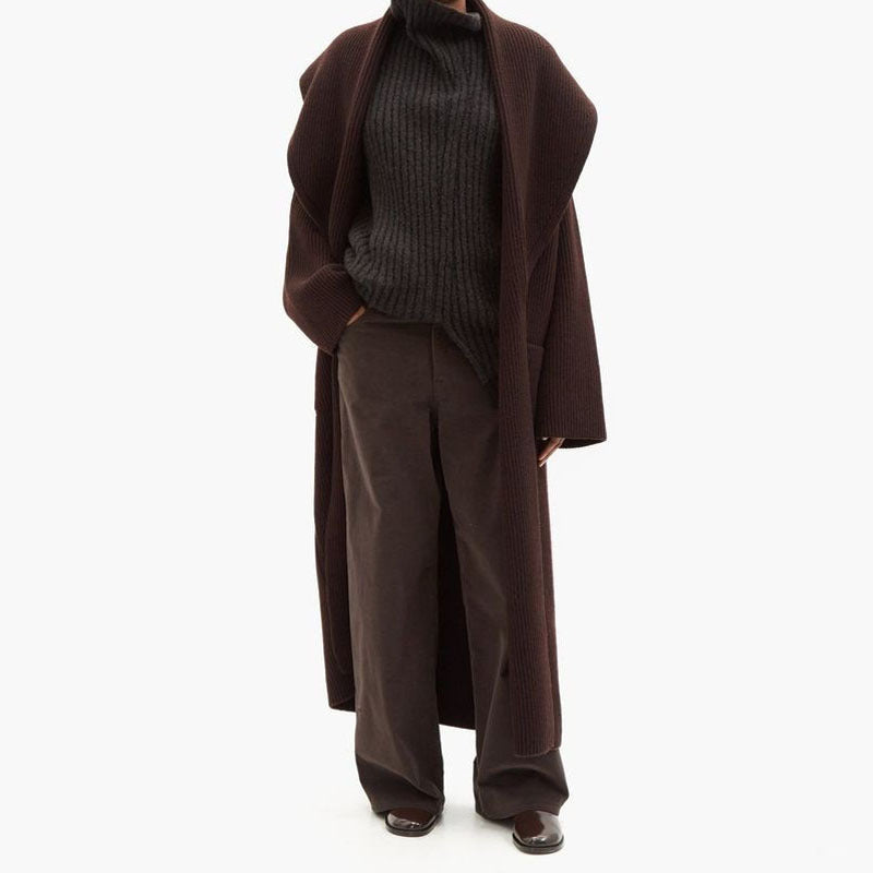 Manteau tricoté pour femme avec devant ouvert et grand col Chic & Stil