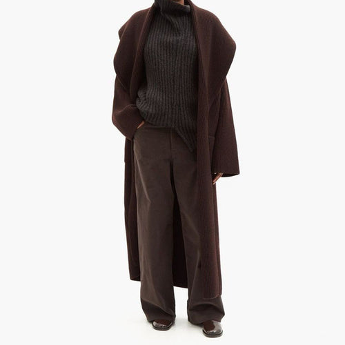 Manteau tricoté pour femme avec devant ouvert et grand col Chic & Stil