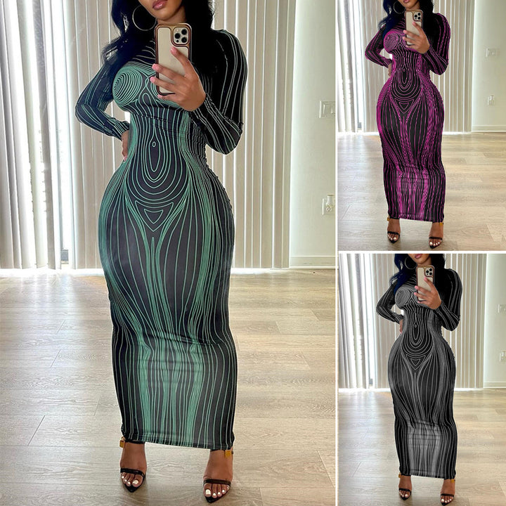 Long sleeve maxi dress for women with sculpting line structure Lune London