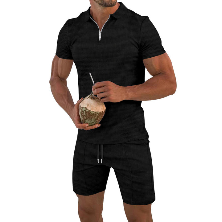 Men's short sleeve sports set with high quality functional material and contrasting details Lune London