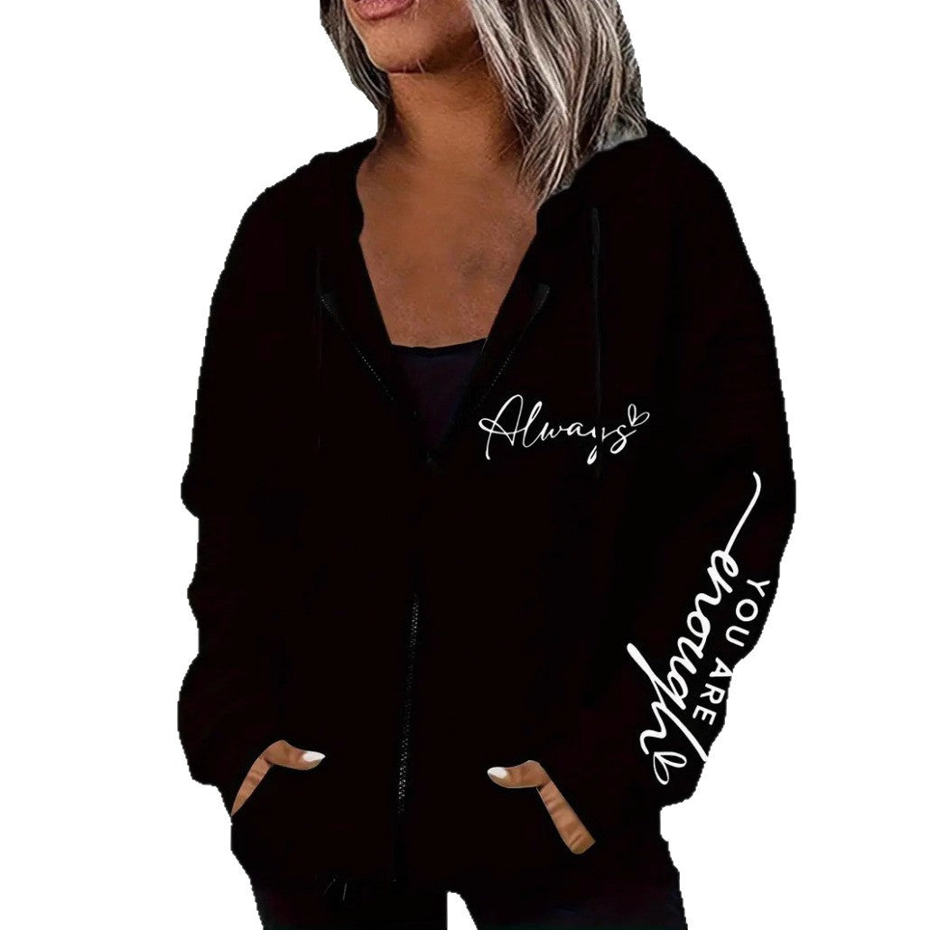 Veste à capuche décontractée pour femmes avec impression motivante Chic & Stil