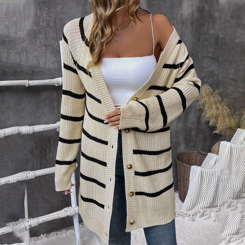Knitted jacket for women with wide stripes Amarae