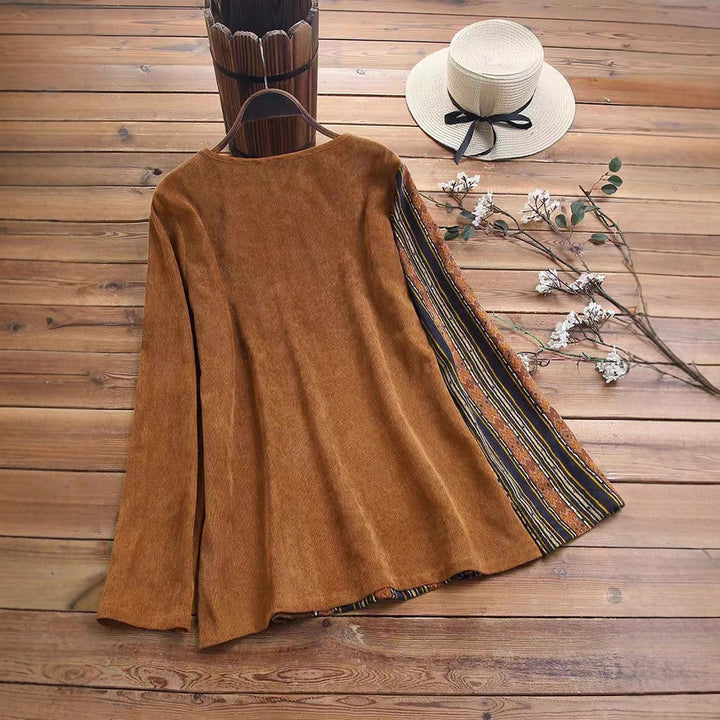 Women asymmetrical top with button placket and trendy striped pattern Lune London