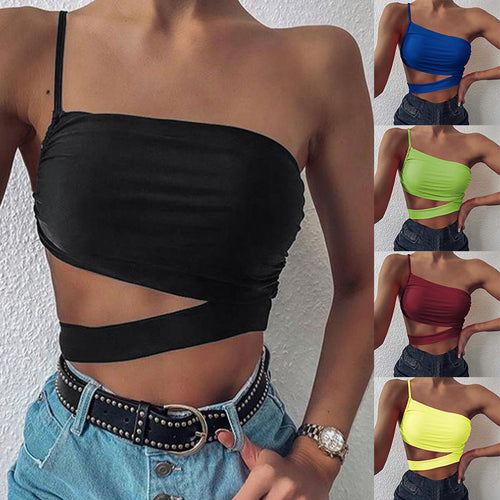Women asymmetrical crop top with cut Amarae