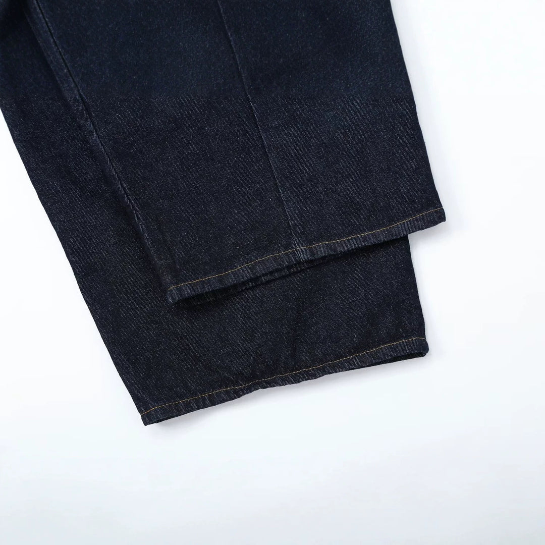 Women's high-waisted wide denim trousers with pleats and central crease Amarae