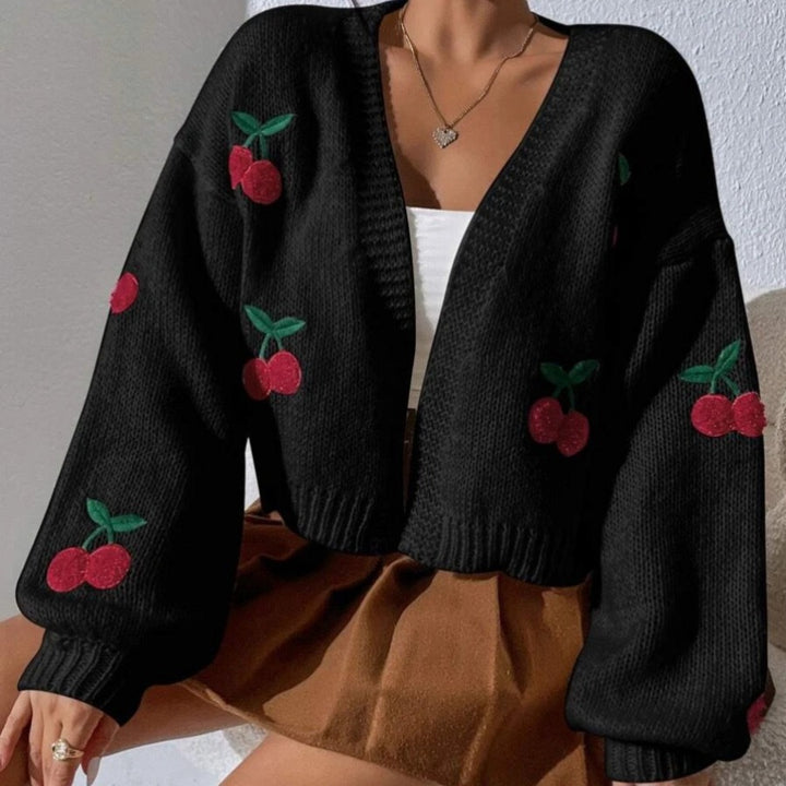 Women's knit jacket with floral design and casual fit Lune London