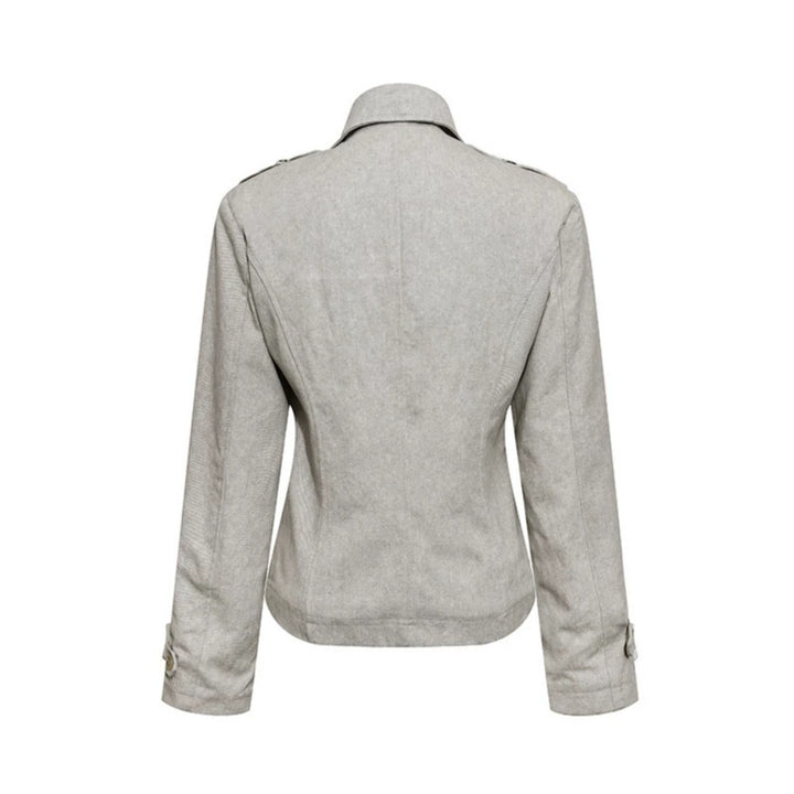Women Short Double-Breasted Peacoat with Stand Collar and Waist Amarae