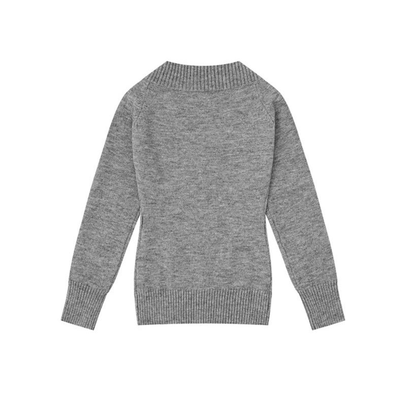 Women's fine knit pullover with deep V-neck, wide ribbed hem, and relaxed fit Amarae