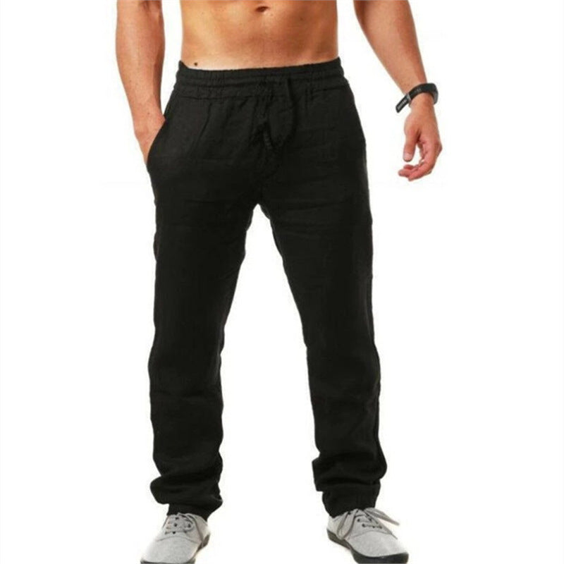 Casual linen pants for men with elastic waistband and adjustable drawstring Lune London