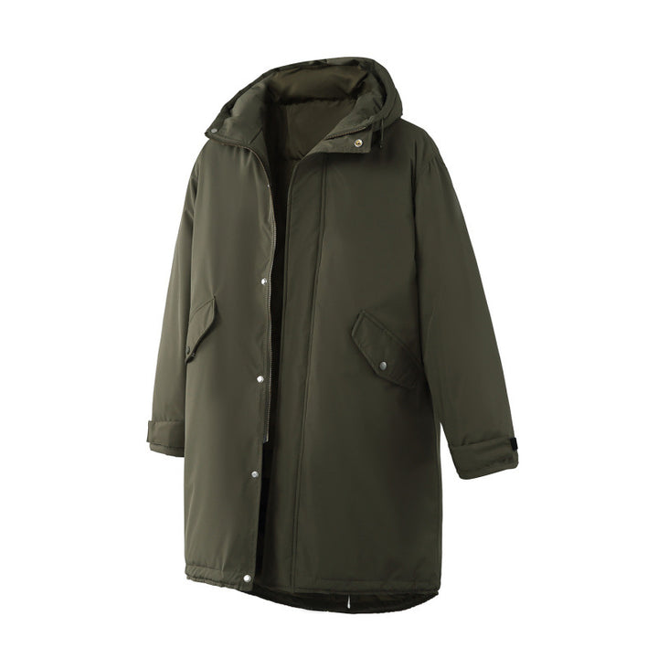 Unisex Quilted Long Parka in Boxy Cut with Hood and Drawstring Hem Amarae