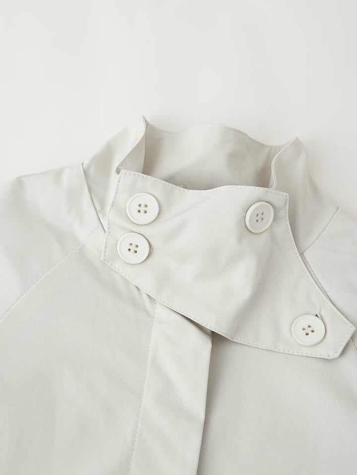Women's coat with stand collar, balloon sleeves and side slits Amarae