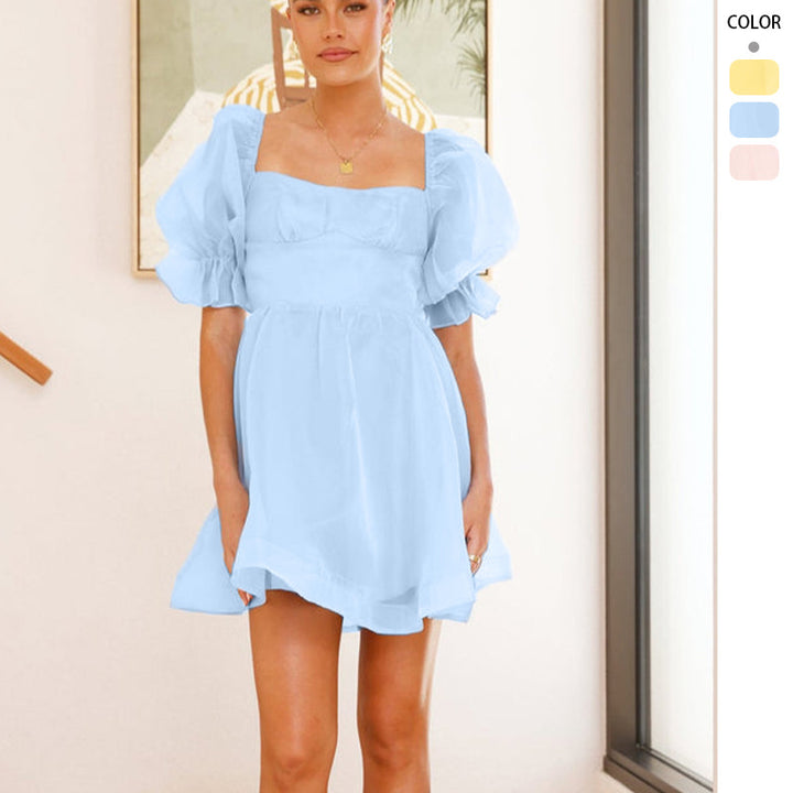 Chic & Stil Women's Mini Summer Dress with Ruffled Sleeves