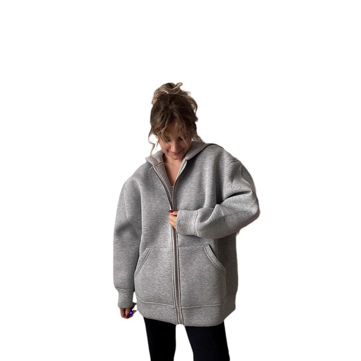 Oversized hooded jacket for women with full zip and practical pockets Lune London